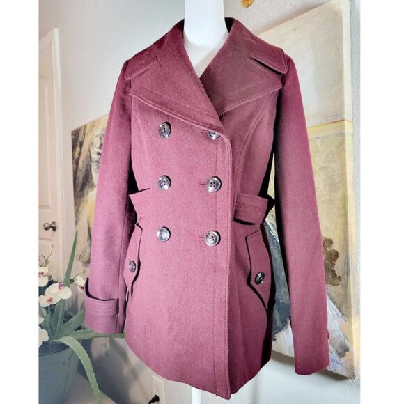 Used: APT 9 WOOL COAT. SIZE: SMALL, COLOR: MAROON - Picture 1 of 12